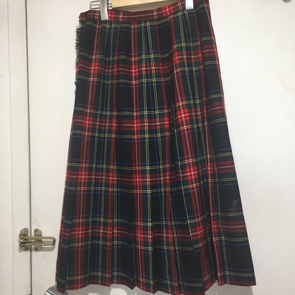 VINTAGE ALJEAN PLAID WOOL PLEATED MIDI SKIRTS SIZE 10 - Picture 3 of 5